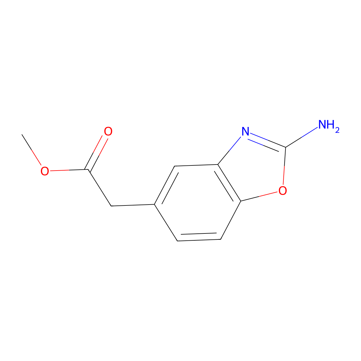 Methyl 2-(2-amino-1,3-benzoxazol-5-YL)acetate molecular structure, CAS 1781911-47-4