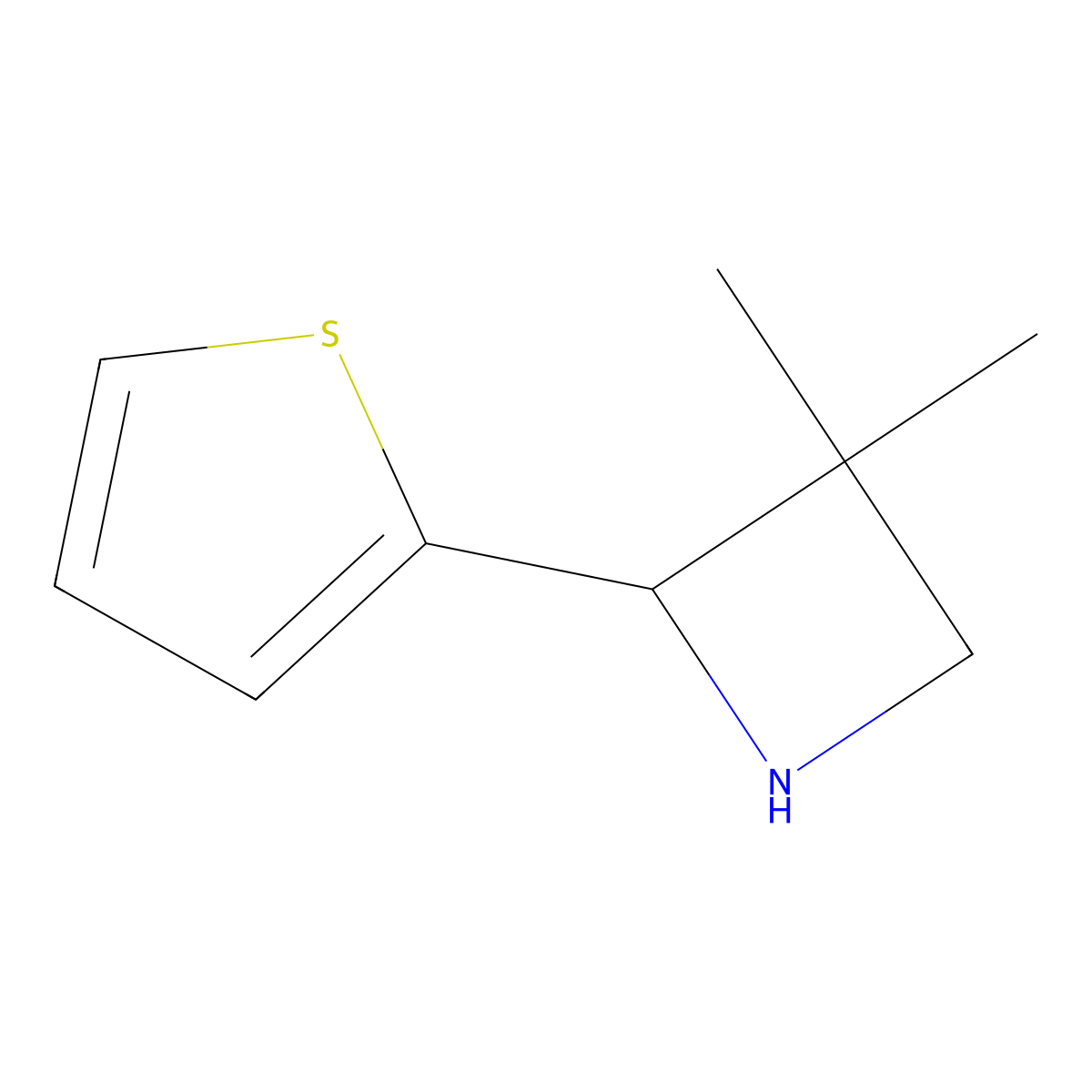 3,3-Dimethyl-2-(thiophen-2-yl)azetidine molecular structure, CAS 1781915-05-6