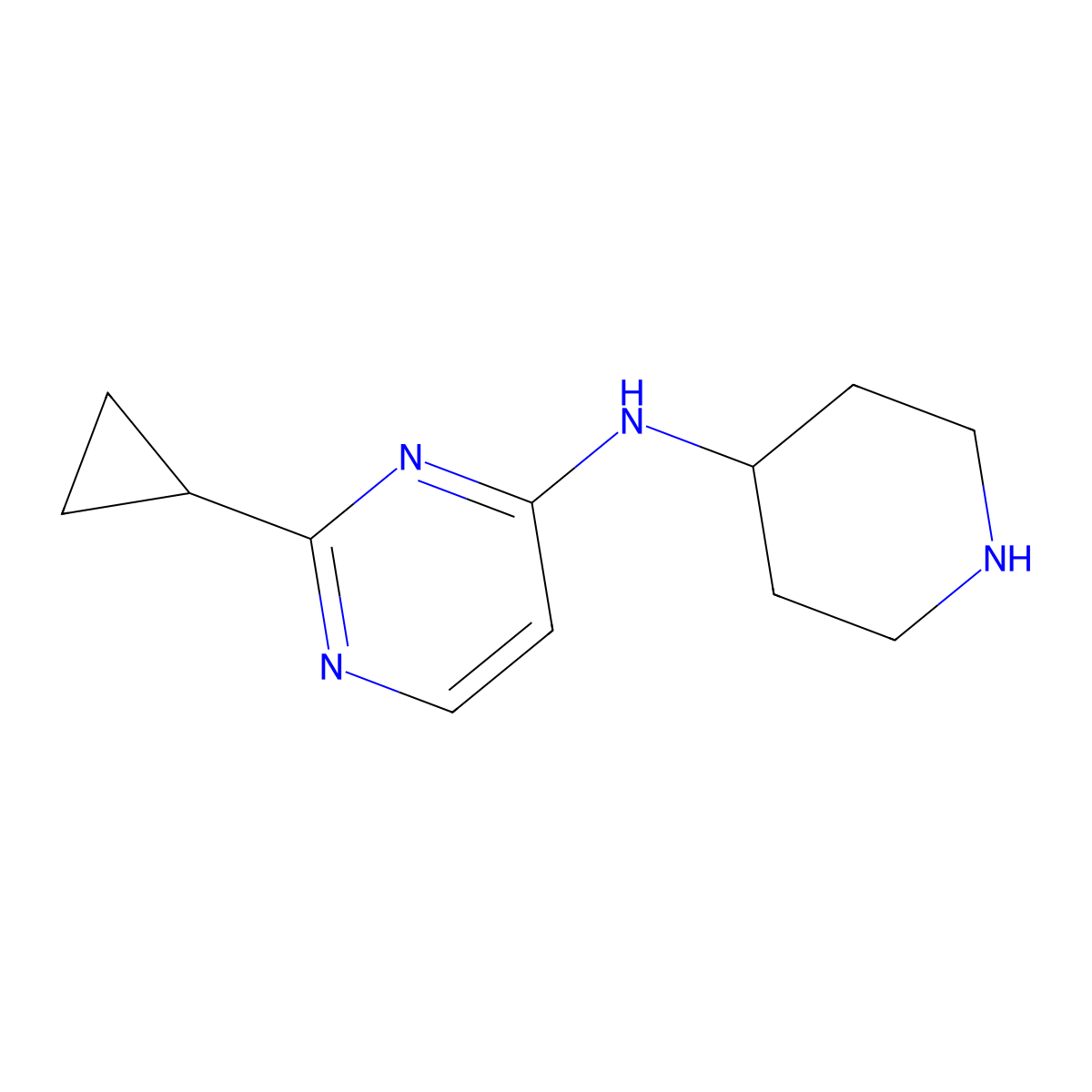 2-cyclopropyl-N-(piperidin-4-yl)pyrimidin-4-amine molecular structure, CAS 1781927-46-5