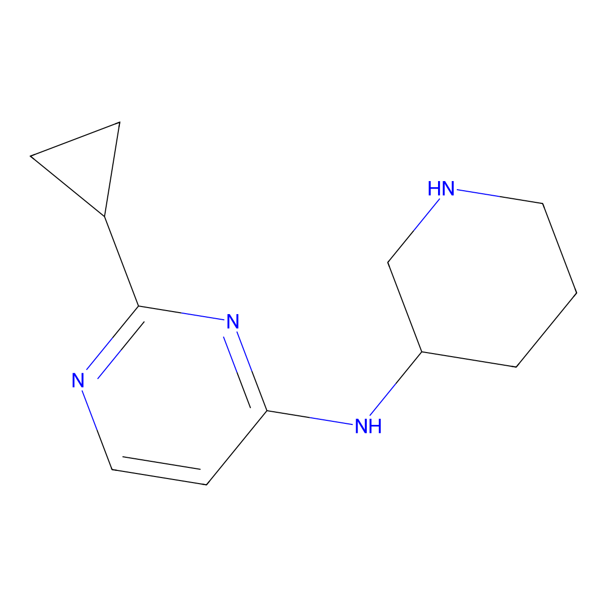 2-cyclopropyl-N-(piperidin-3-yl)pyrimidin-4-amine molecular structure, CAS 1781927-49-8