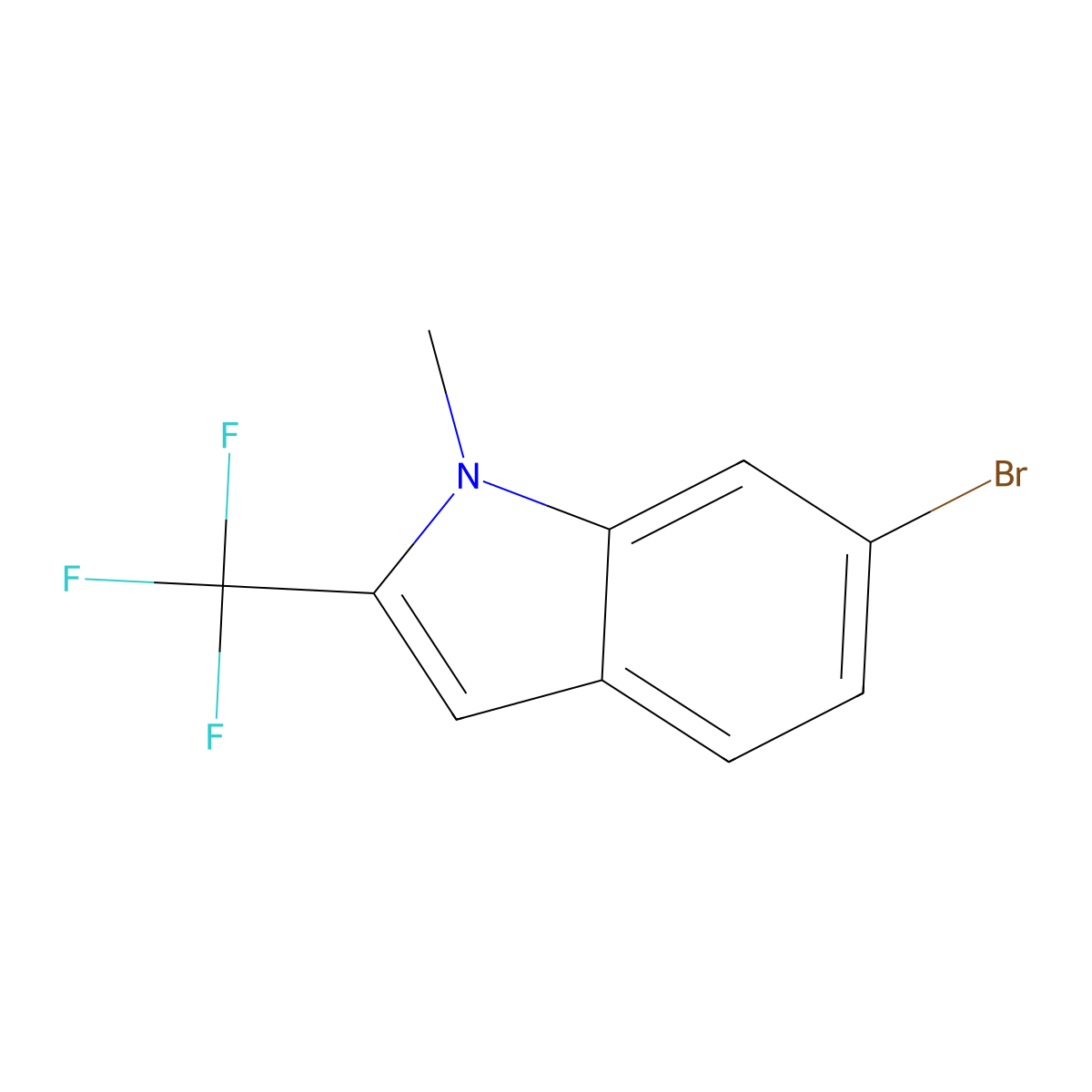 6-bromo-1-methyl-2-(trifluoromethyl)-1H-indole molecular structure, CAS 1781928-29-7