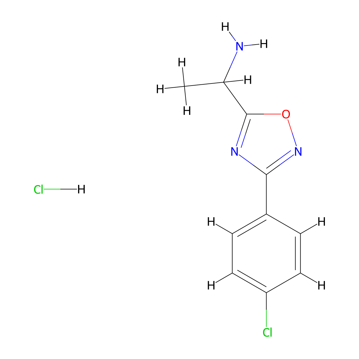 1-[3-(4-Chlorophenyl)-1,2,4-oxadiazol-5-yl]ethan-1-amine hydrochloride molecular structure, CAS 1781933-01-4