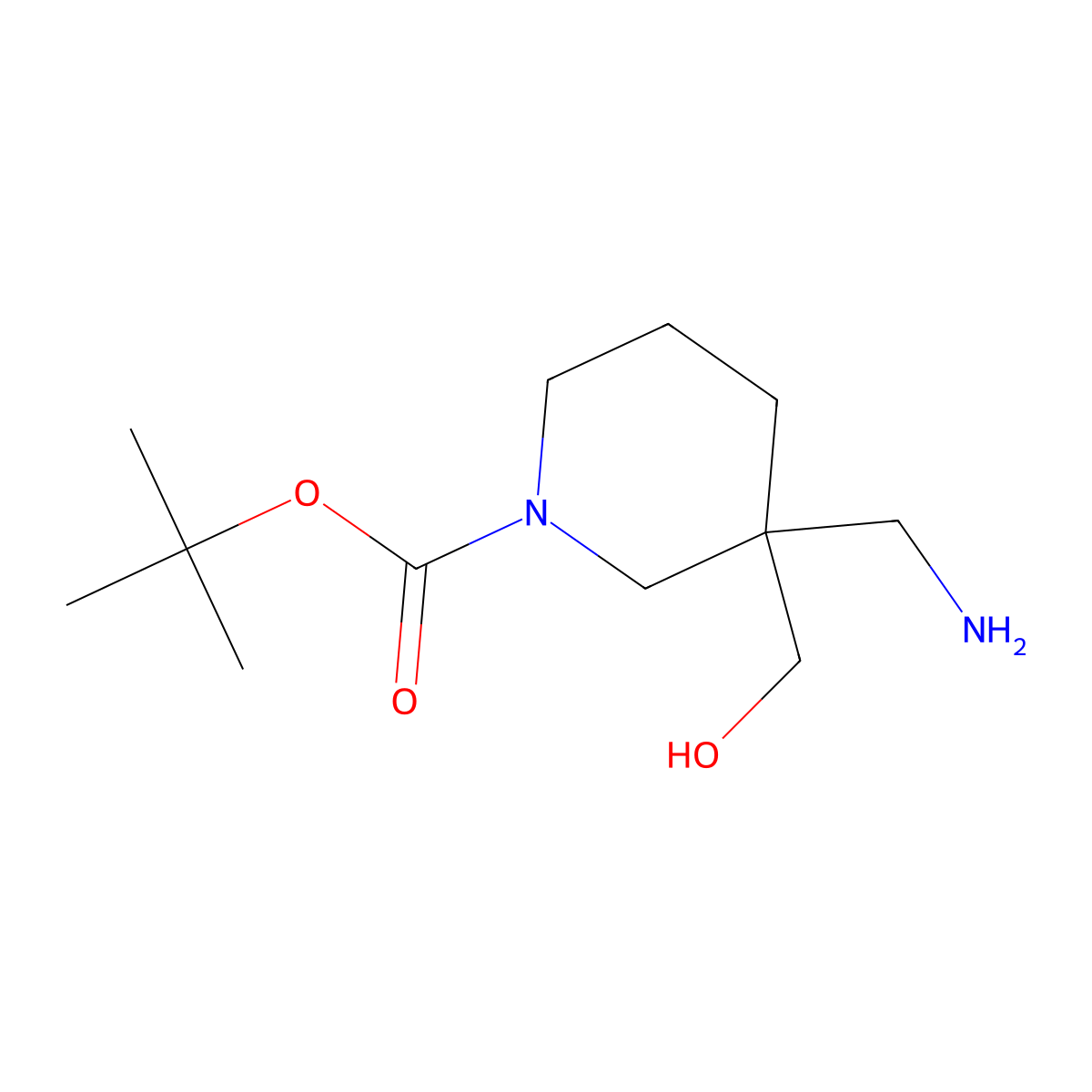 Tert-butyl 3-(aminomethyl)-3-(hydroxymethyl)piperidine-1-carboxylate molecular structure, CAS 1781936-85-3