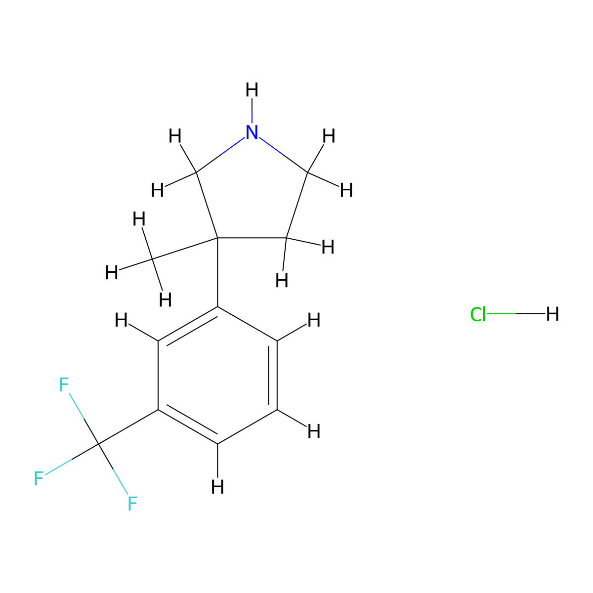 3-Methyl-3-[3-(trifluoromethyl)phenyl]pyrrolidine hydrochloride molecular structure, CAS 1781945-18-3