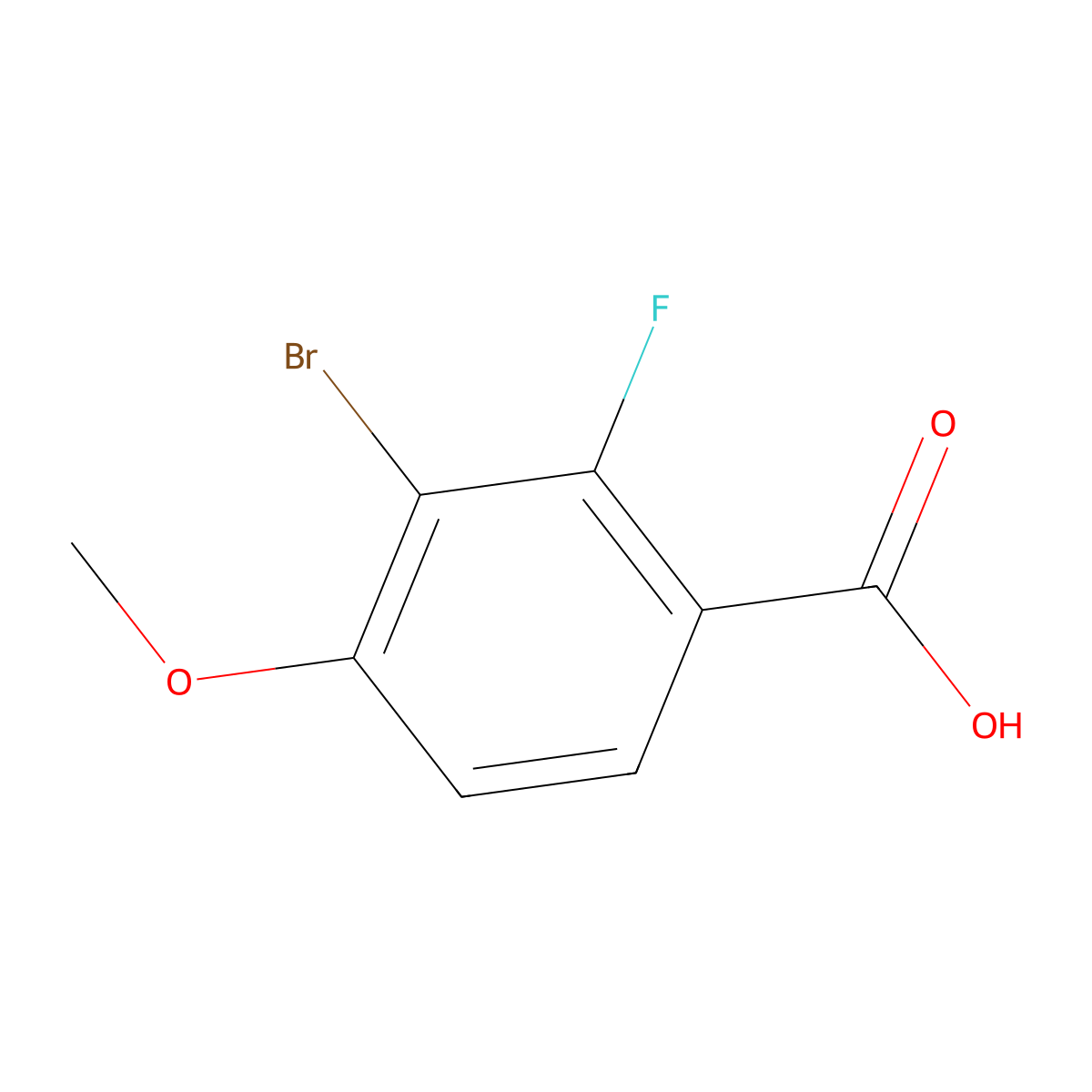 3-Bromo-2-fluoro-4-methoxybenzoic acid molecular structure, CAS 1781953-36-3