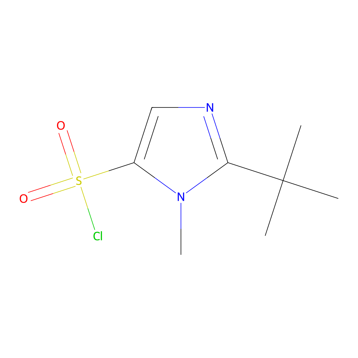 2-Tert-butyl-3-methylimidazole-4-sulfonyl chloride molecular structure, CAS 1781982-20-4