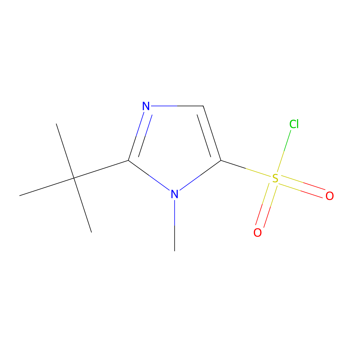2-Tert-butyl-3-methylimidazole-4-sulfonyl chloride molecular structure, CAS 1781982-20-4