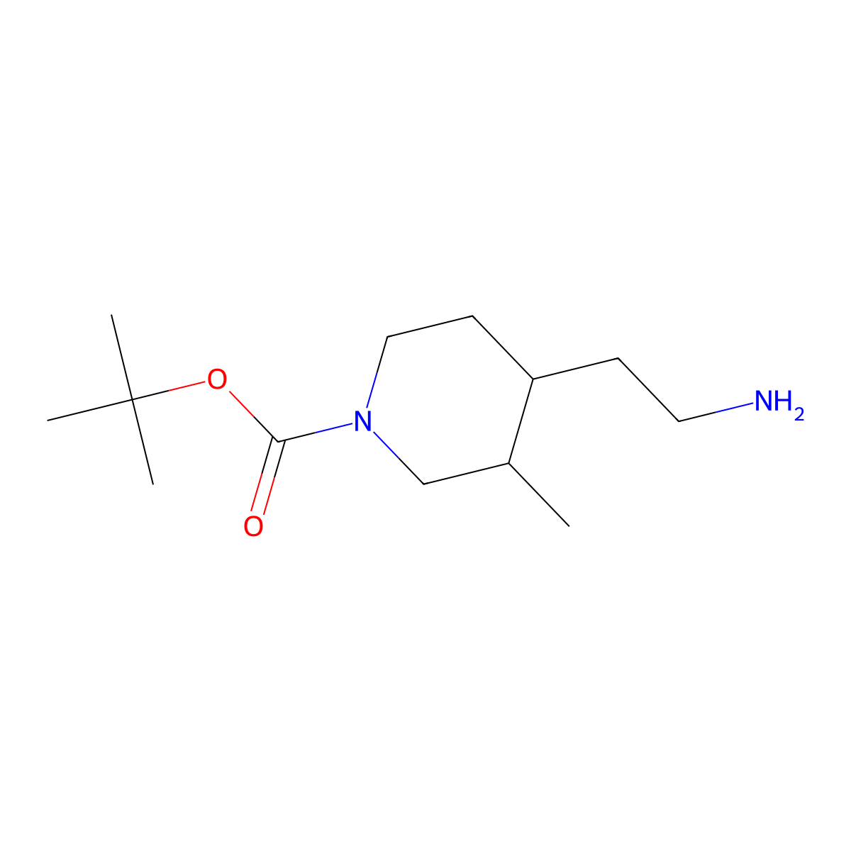 tert-Butyl 4-(2-aminoethyl)-3-methylpiperidine-1-carboxylate molecular structure, CAS 1781985-53-2
