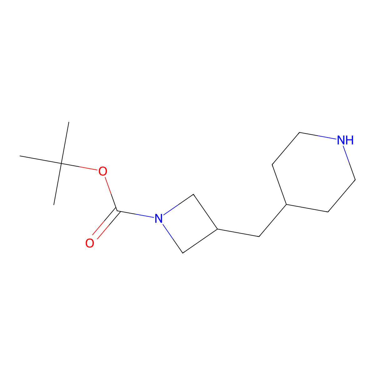 tert-Butyl 3-[(piperidin-4-yl)methyl]azetidine-1-carboxylate molecular structure, CAS 1781986-49-9