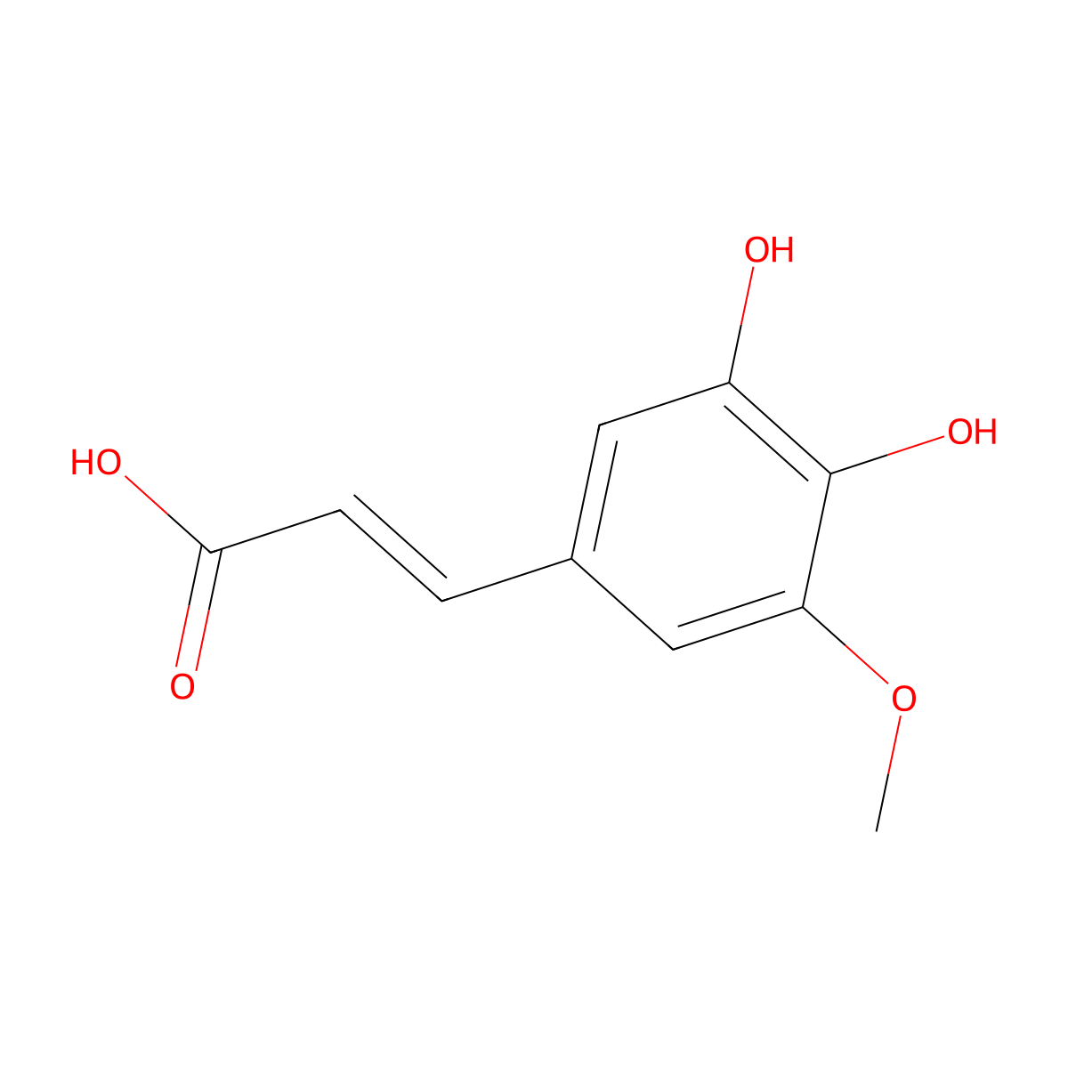 5-Hydroxyferulic acid molecular structure, CAS 1782-55-4