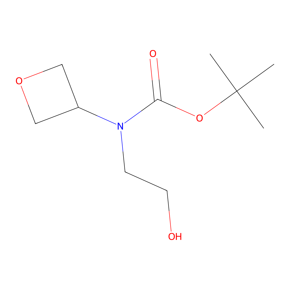 tert-butyl N-(2-hydroxyethyl)-N-(oxetan-3-yl)carbamate molecular structure, CAS 1782001-13-1