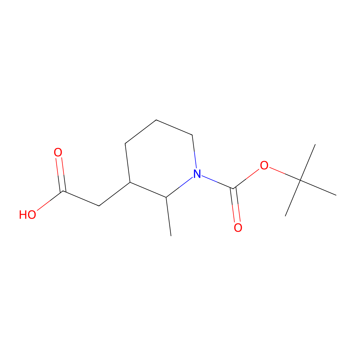 2-(1-(Tert-butoxycarbonyl)-2-methylpiperidin-3-yl)acetic acid molecular structure, CAS 1782004-25-4
