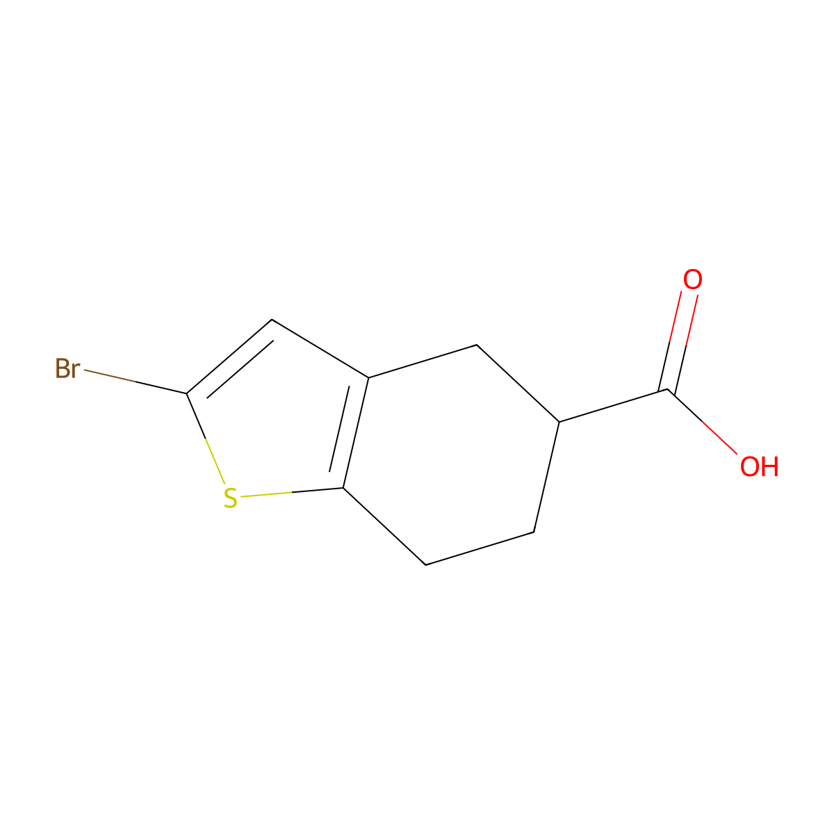 2-Bromo-4,5,6,7-tetrahydro-1-benzothiophene-5-carboxylic acid molecular structure, CAS 1782005-44-0