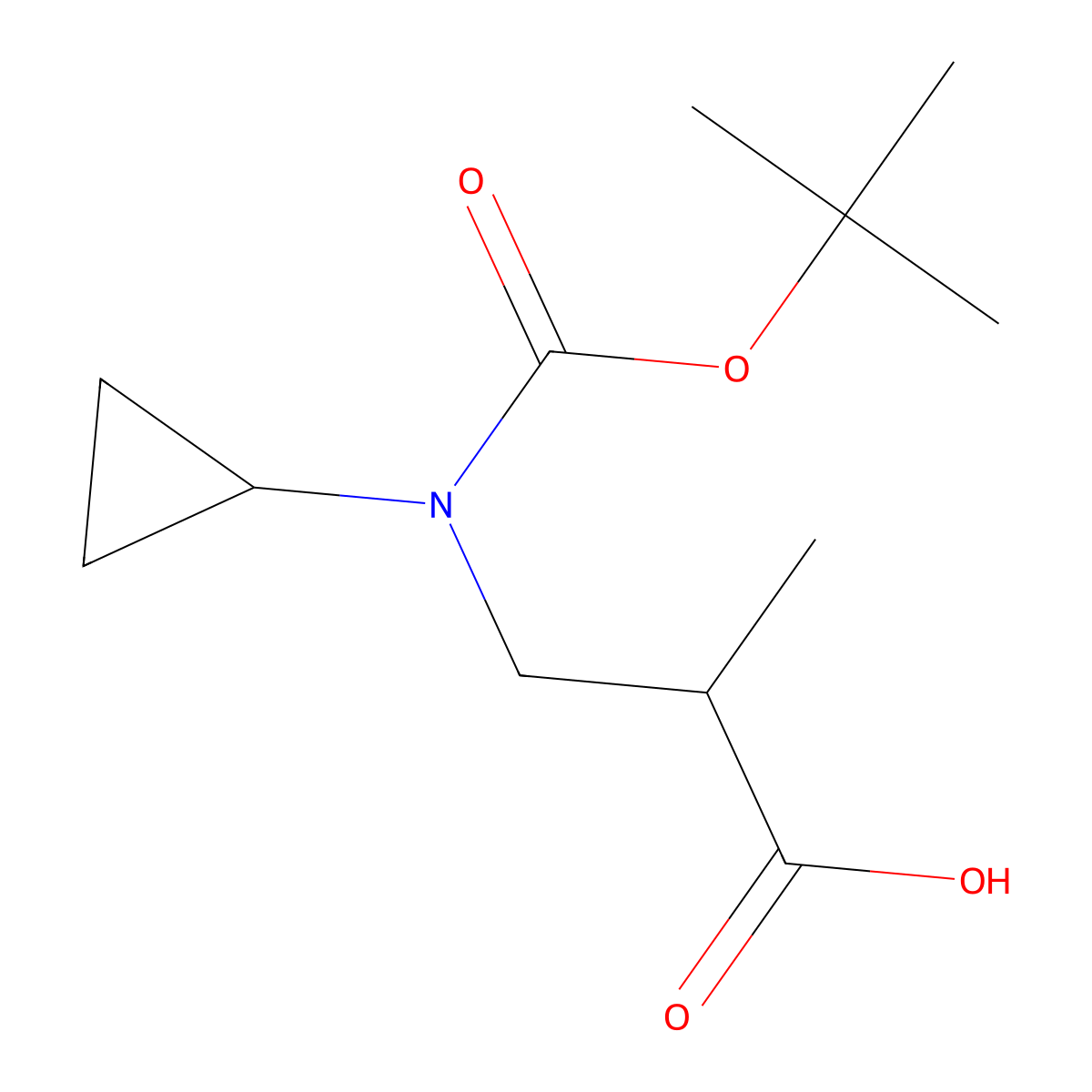 3-{[(Tert-butoxy)carbonyl](cyclopropyl)amino}-2-methylpropanoic acid molecular structure, CAS 1782014-87-2