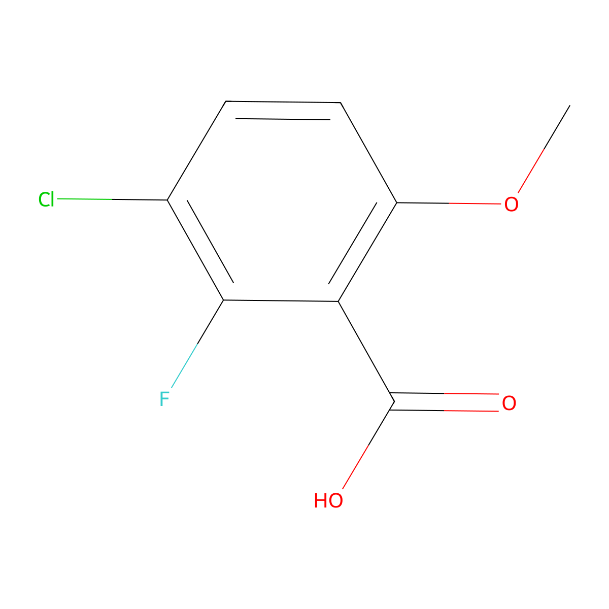 3-Chloro-2-fluoro-6-methoxybenzoic acid molecular structure, CAS 1782016-34-5