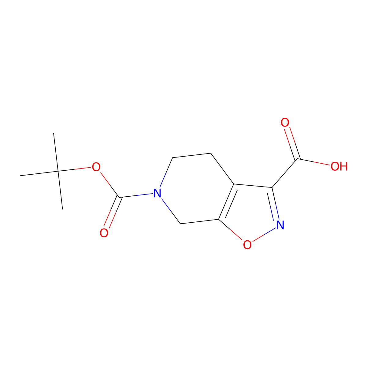 6-((tert-butoxy)carbonyl)-4H,5H,6H,7H-(1,2)oxazolo(5,4-c)pyridine-3-carboxylic acid molecular structure, CAS 1782024-67-2