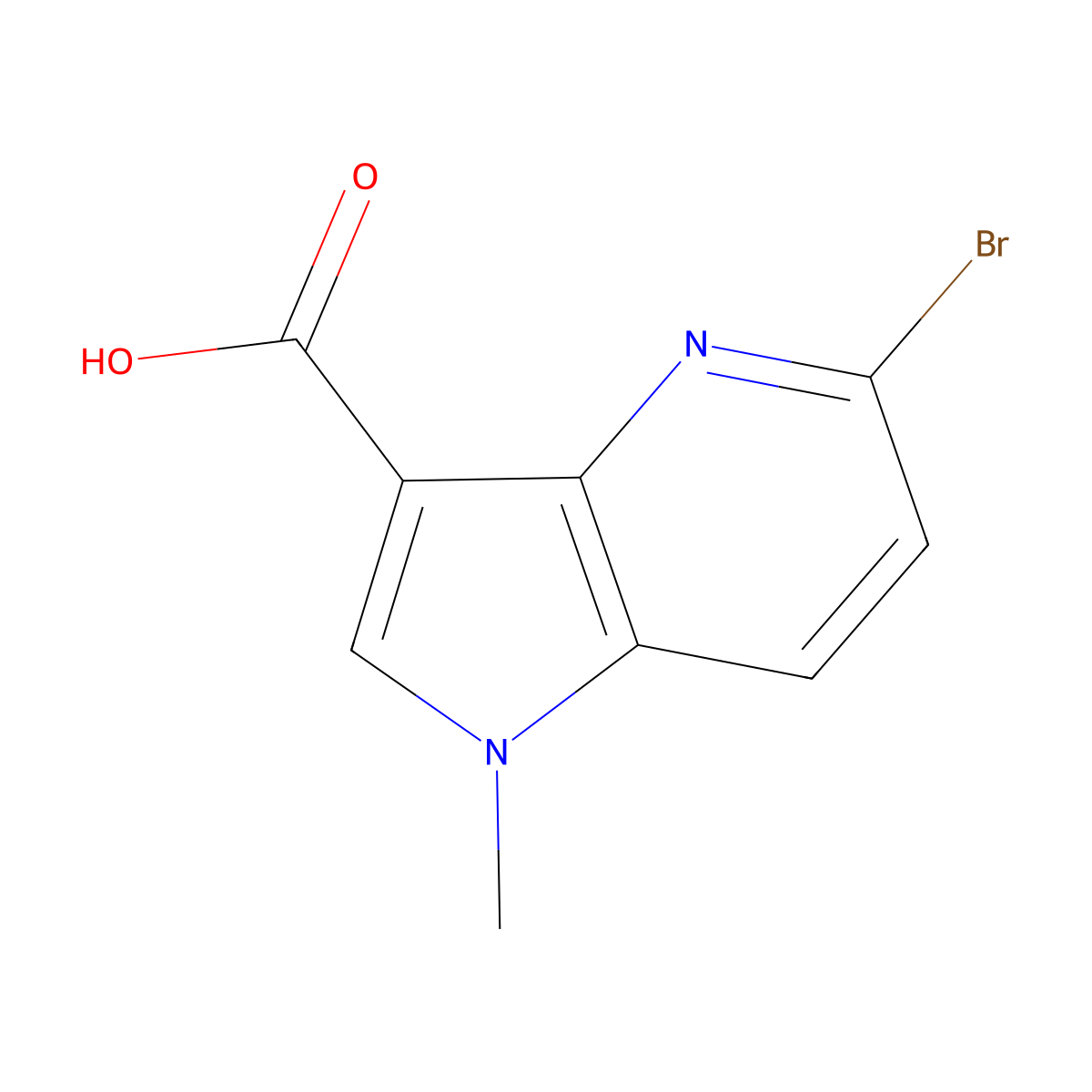 5-bromo-1-methyl-1H-pyrrolo[3,2-b]pyridine-3-carboxylic acid molecular structure, CAS 1782027-34-2