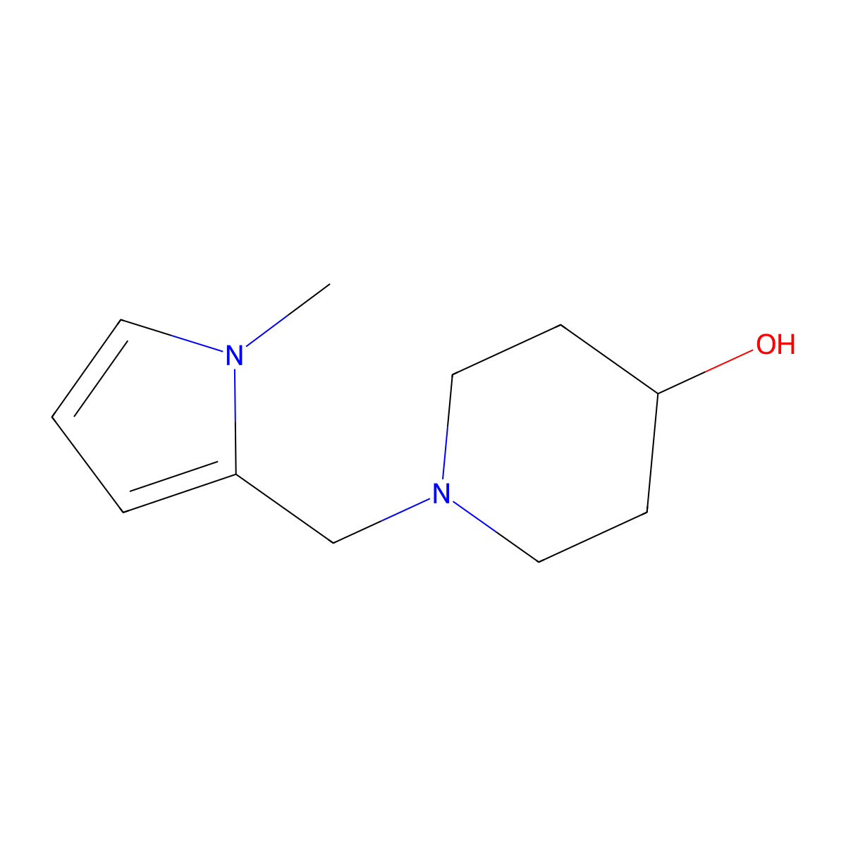 1-((1-methyl-1H-pyrrol-2-yl)methyl)piperidin-4-ol molecular structure, CAS 1782032-20-5