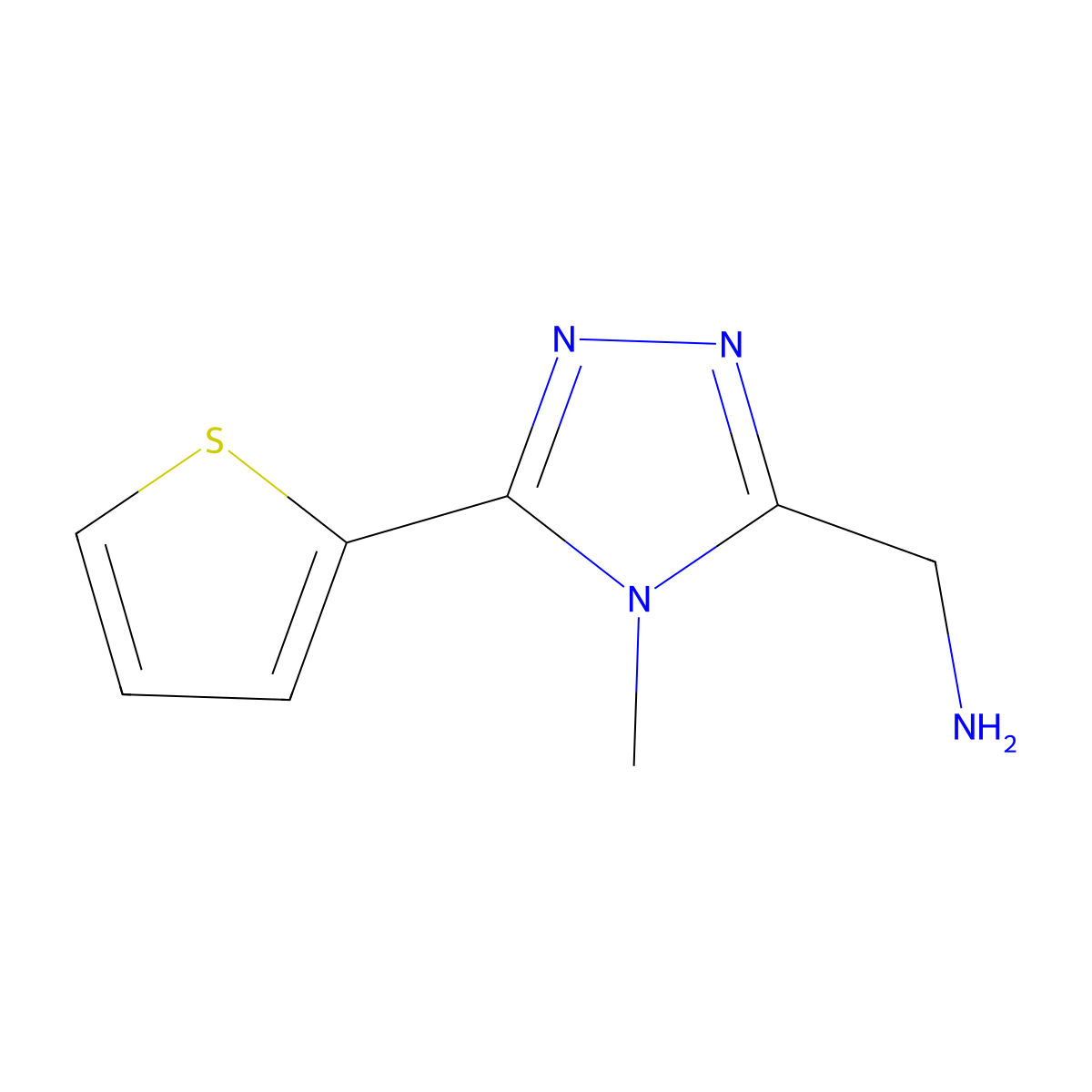 [4-methyl-5-(thiophen-2-yl)-4H-1,2,4-triazol-3-yl]methanamine molecular structure, CAS 1782032-31-8