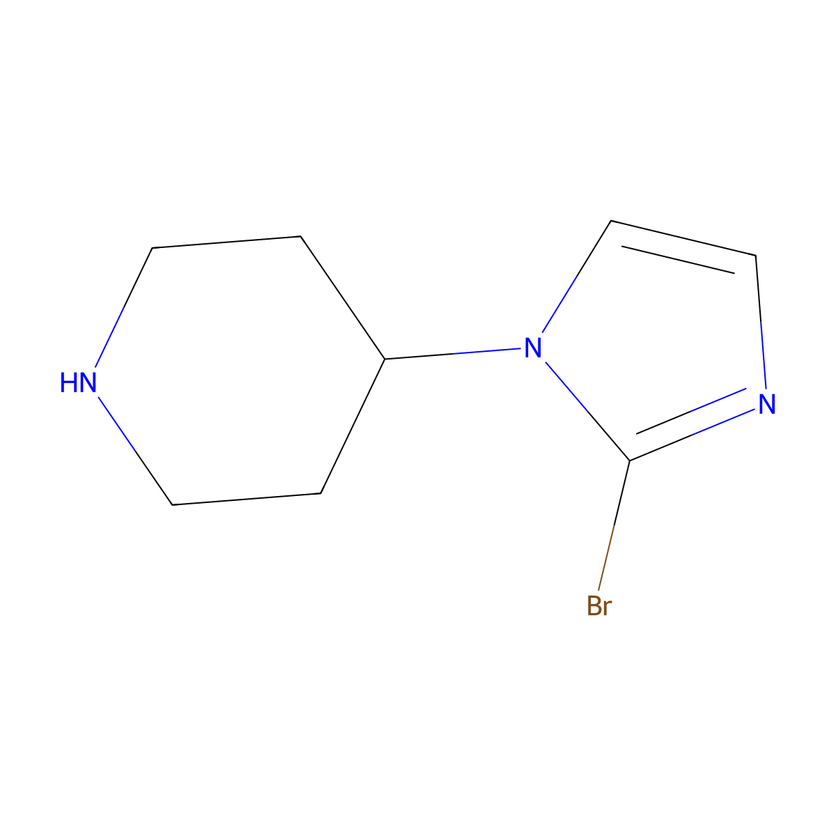 4-(2-bromo-1H-imidazol-1-yl)piperidine molecular structure, CAS 1782042-54-9