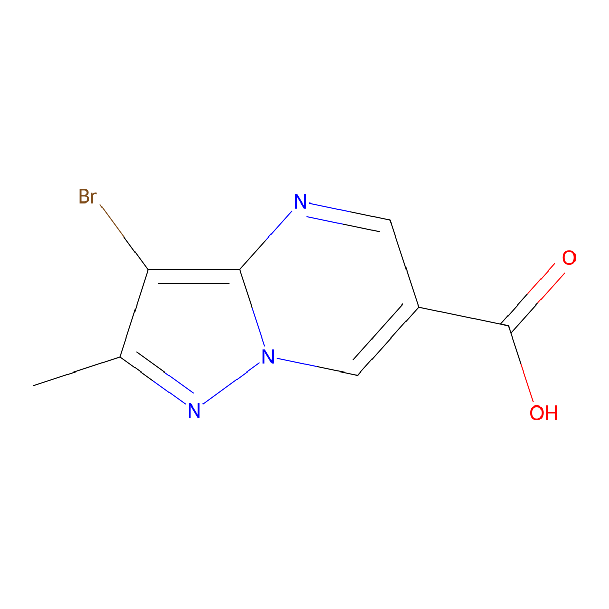 3-Bromo-2-methylpyrazolo(1,5-a)pyrimidine-6-carboxylic acid molecular structure, CAS 1782049-04-0