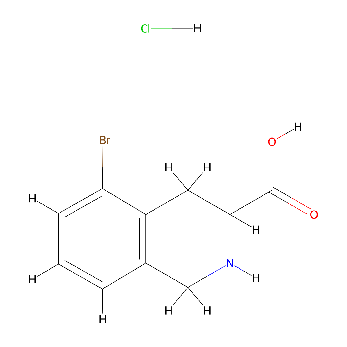 5-Bromo-1,2,3,4-tetrahydroisoquinoline-3-carboxylic acid hydrochloride molecular structure, CAS 178205-85-1