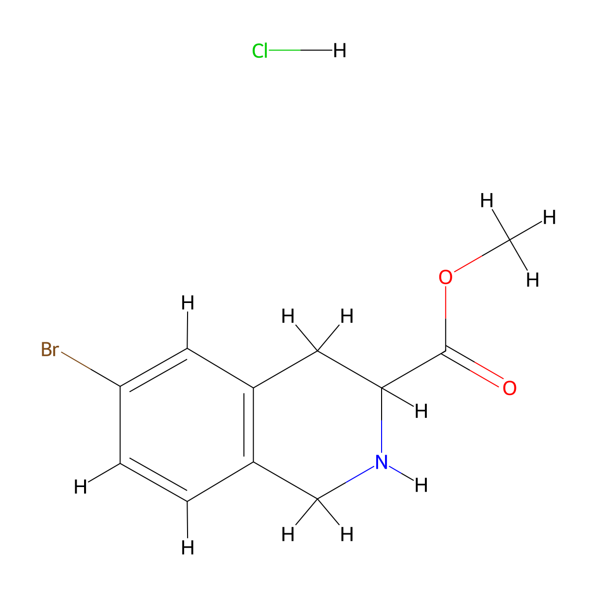 Methyl 6-bromo-1,2,3,4-tetrahydroisoquinoline-3-carboxylate hydrochloride molecular structure, CAS 178205-87-3