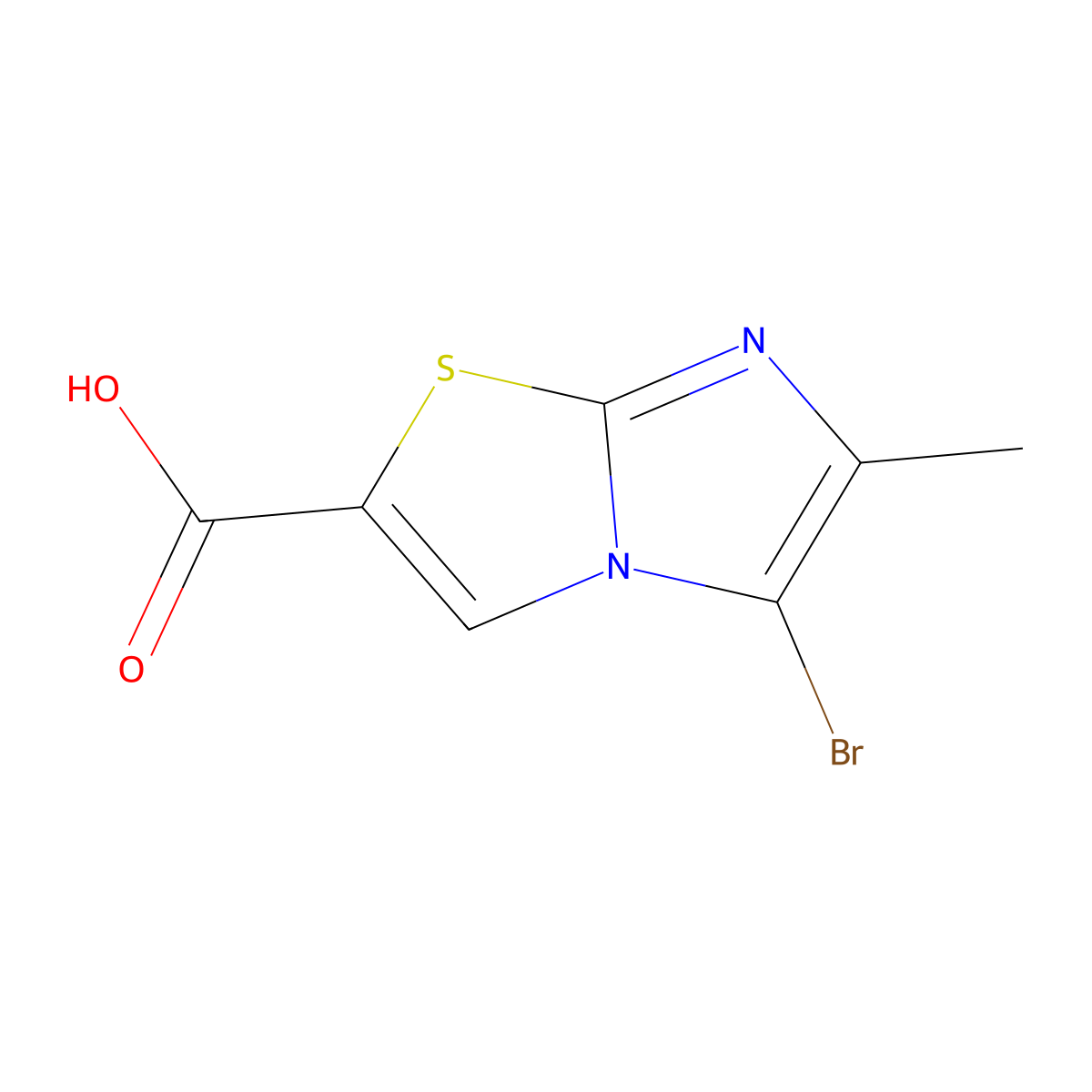 5-Bromo-6-methylimidazo(2,1-b)(1,3)thiazole-2-carboxylic acid molecular structure, CAS 1782056-39-6