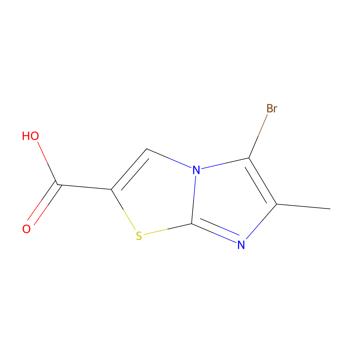5-Bromo-6-methylimidazo(2,1-b)(1,3)thiazole-2-carboxylic acid molecular structure, CAS 1782056-39-6