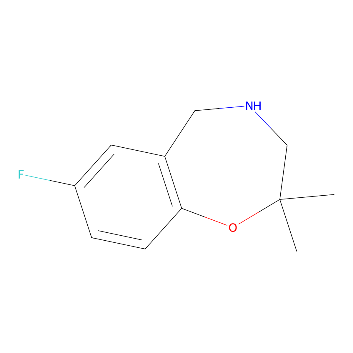 7-Fluoro-2,2-dimethyl-2,3,4,5-tetrahydrobenzo[f][1,4]oxazepine molecular structure, CAS 1782060-37-0