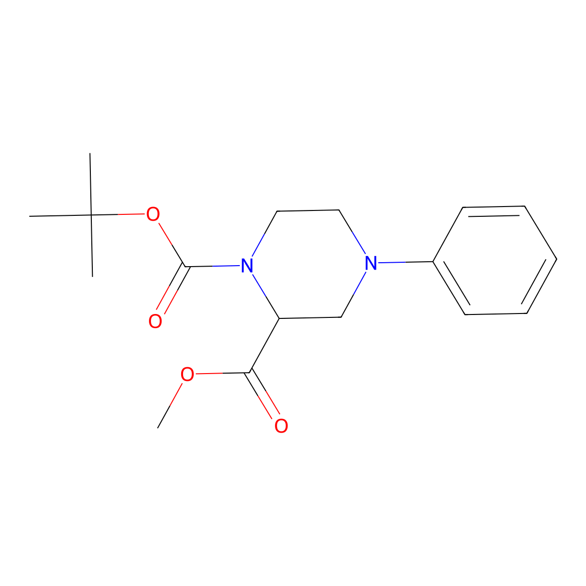 1-(Tert-butyl) 2-methyl 4-phenylpiperazine-1,2-dicarboxylate molecular structure, CAS 1782073-71-5
