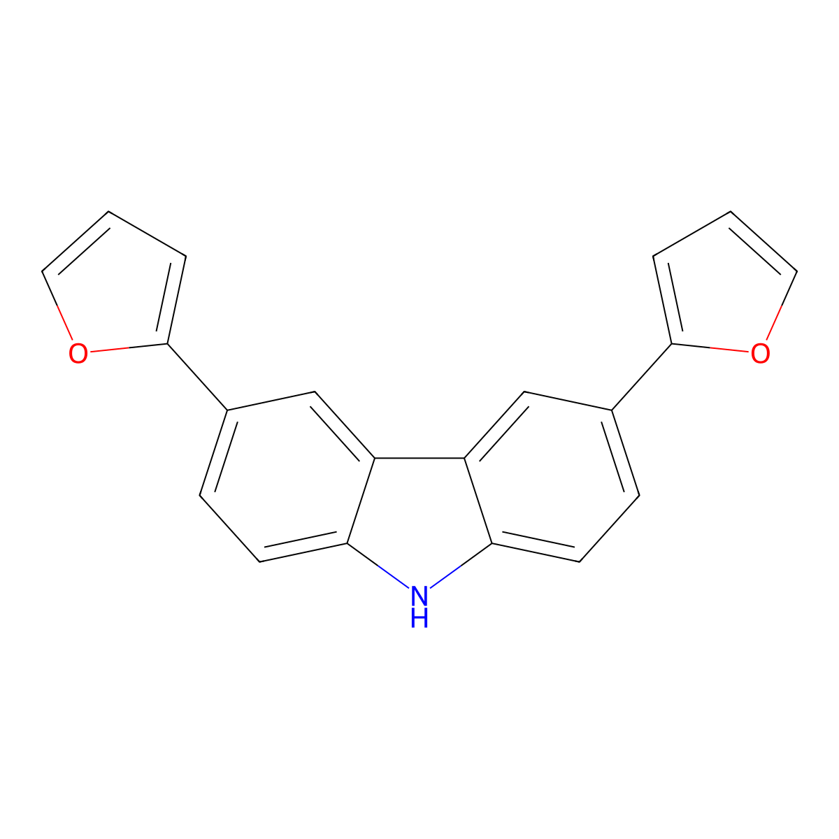 3,6-di(furan-2-yl)-9H-carbazole molecular structure, CAS 1782074-61-6
