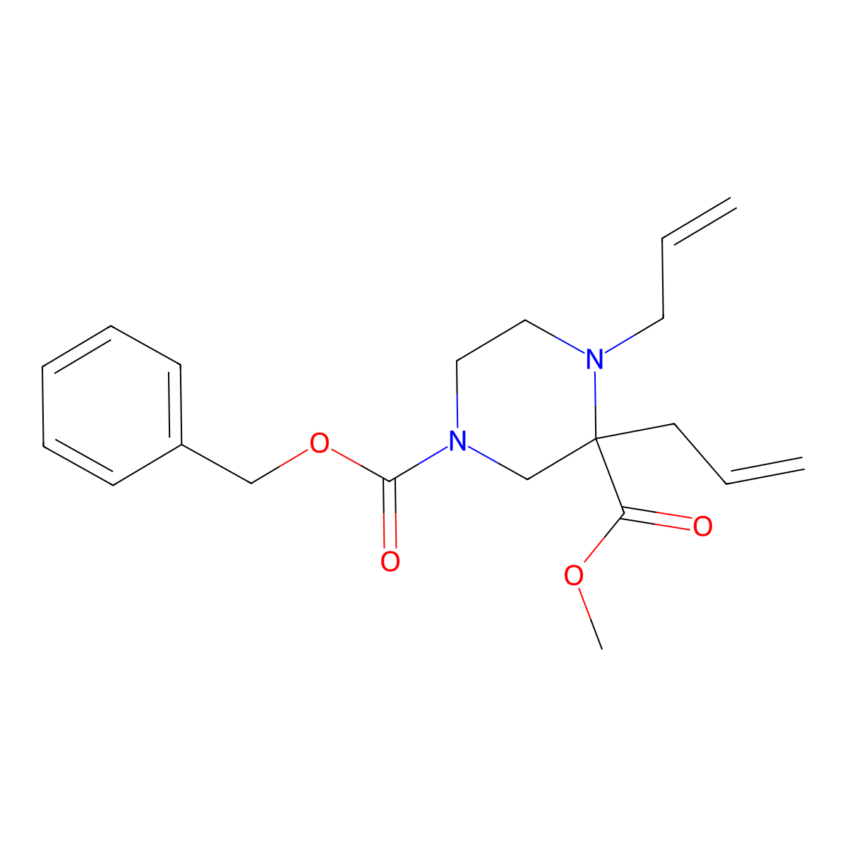 1-O-benzyl 3-O-methyl 3,4-bis(prop-2-enyl)piperazine-1,3-dicarboxylate molecular structure, CAS 1782082-85-2