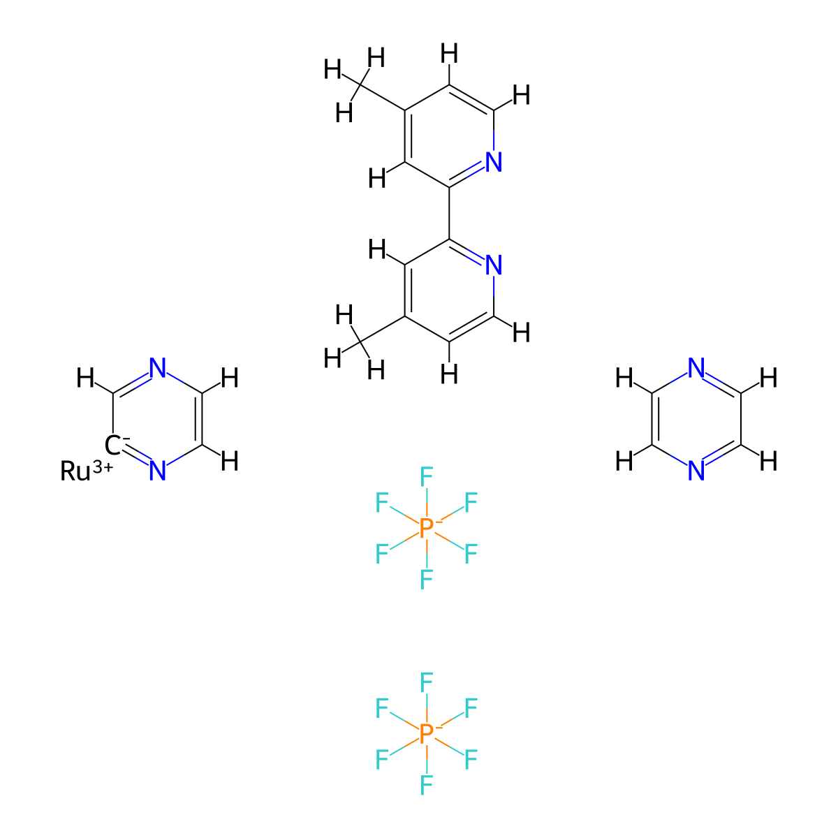 (2,2'-bipyrazine) (2,2'-linked (4-methylpyridine)) ruthenium hexafluorophosphate molecular structure, CAS 1782116-92-0