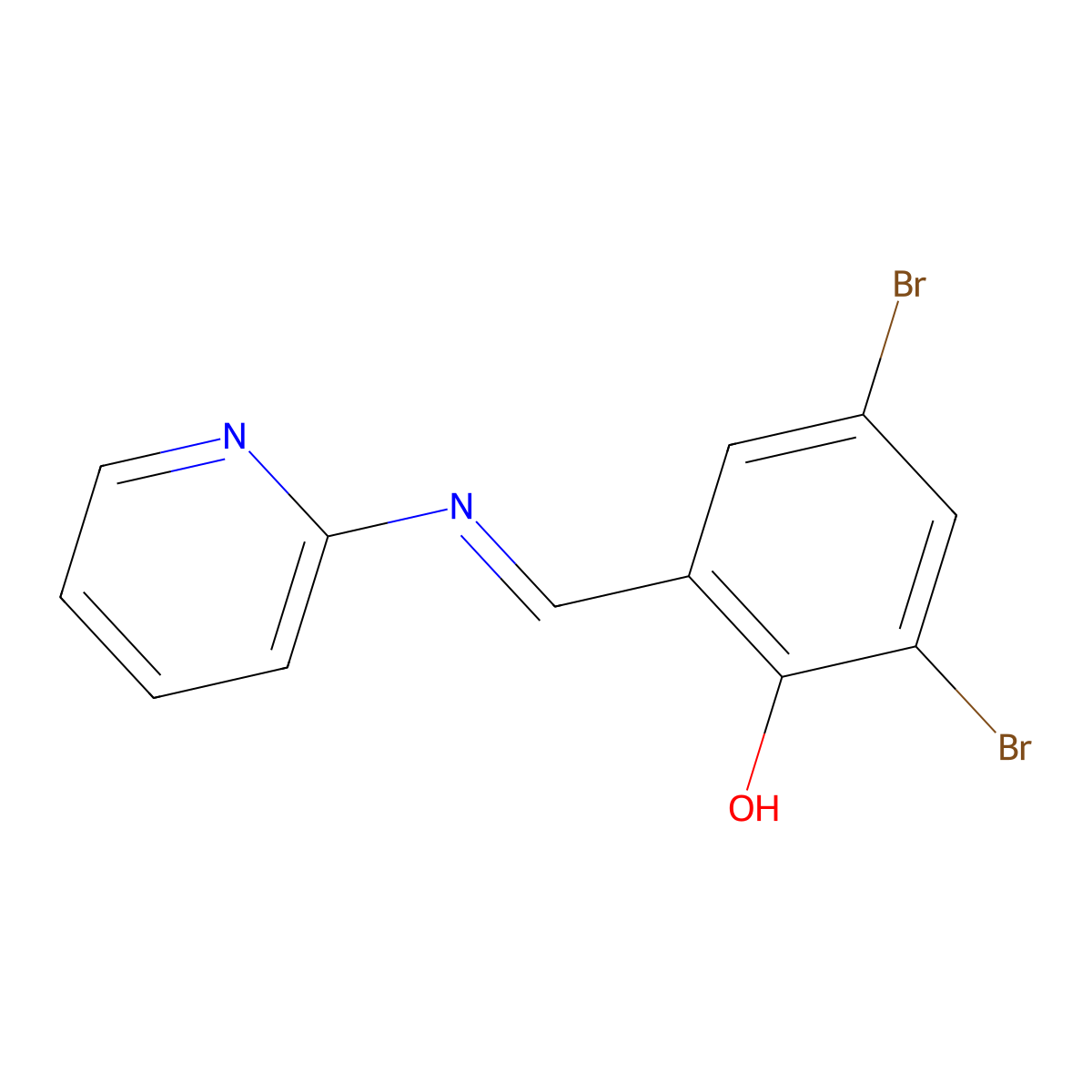 2,4-Dibromo-6-[(2-pyridylimino)methyl]phenol molecular structure, CAS 178216-57-4