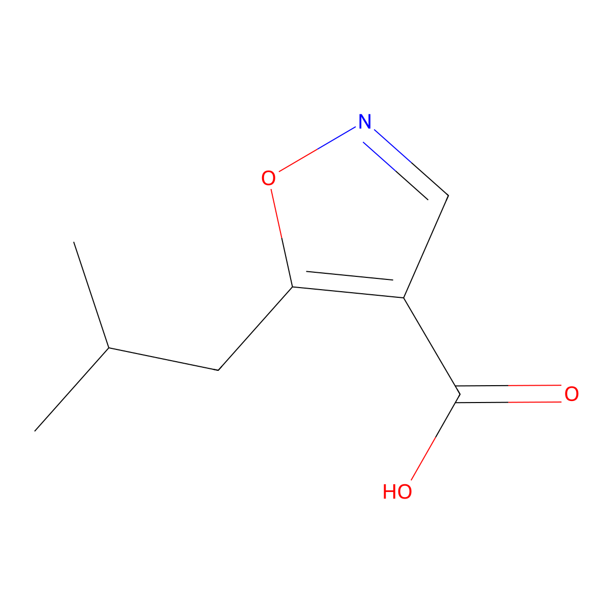 5-(2-Methylpropyl)-1,2-oxazole-4-carboxylic acid molecular structure, CAS 1782186-48-4