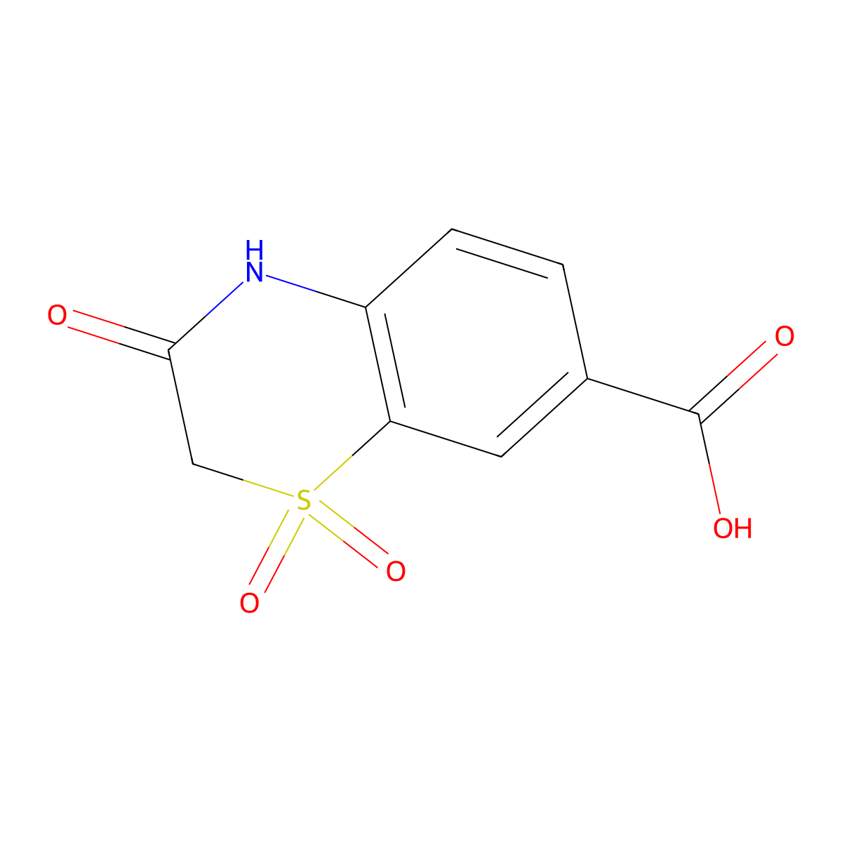 1,1,3-trioxo-3,4-dihydro-2H-1lambda6,4-benzothiazine-7-carboxylic acid molecular structure, CAS 1782194-86-8