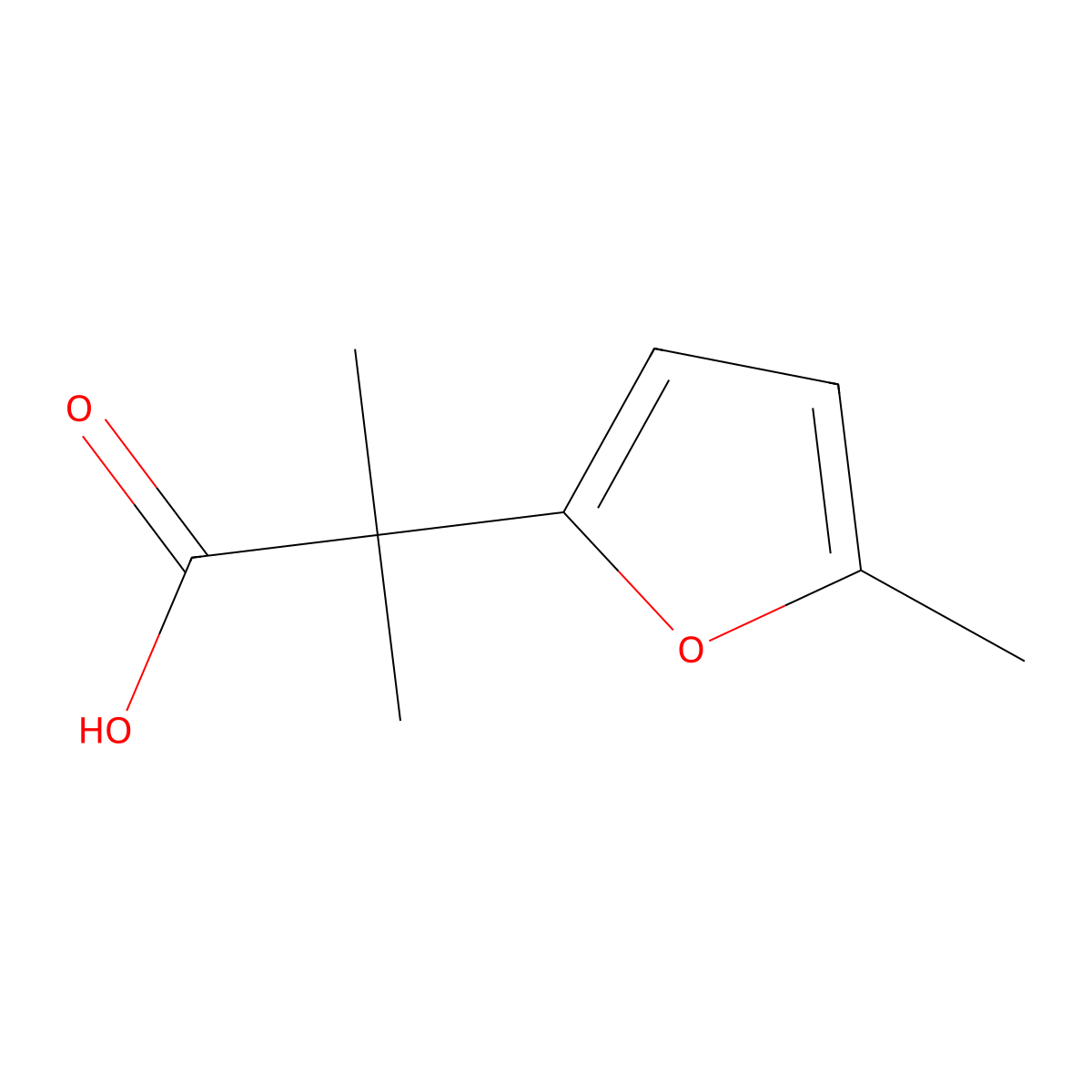 2-Methyl-2-(5-methylfuran-2-yl)propanoic acid molecular structure, CAS 1782202-23-6