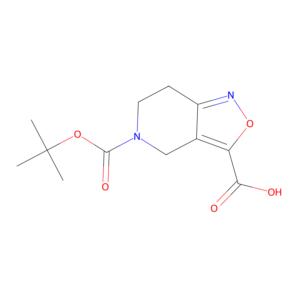 5-((tert-butoxy)carbonyl)-4H,5H,6H,7H-(1,2)oxazolo(4,3-c)pyridine-3-carboxylic acid molecular structure, CAS 1782209-91-9