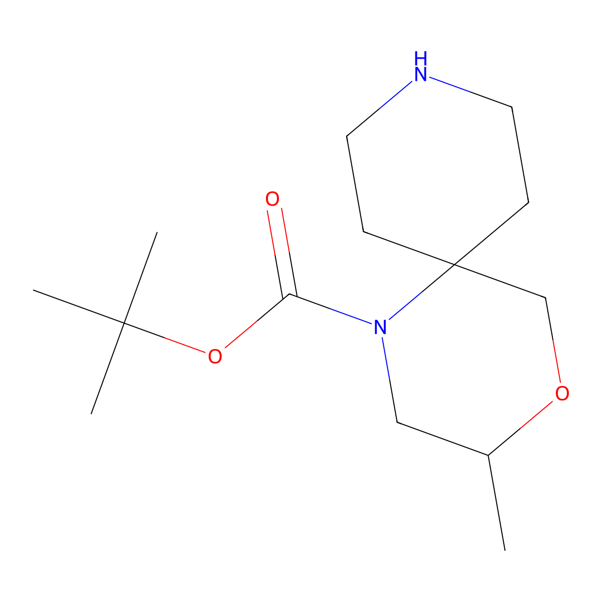Tert-butyl 3-methyl-4-oxa-1,9-diazaspiro[5.5]undecane-1-carboxylate molecular structure, CAS 1782213-08-4