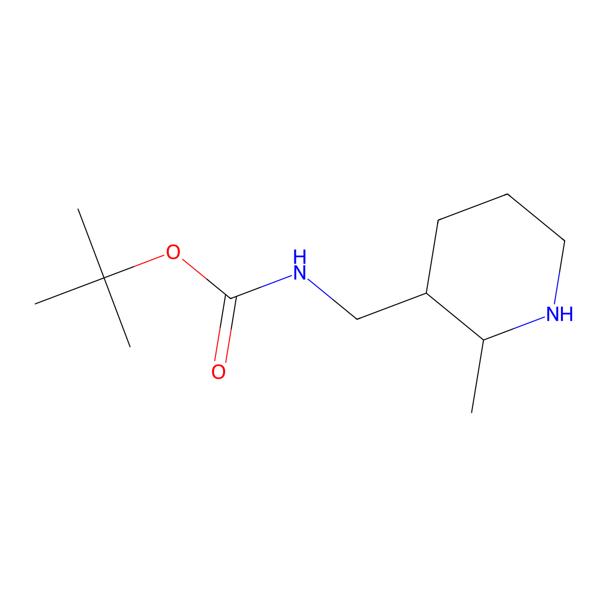 tert-Butyl N-[(2-methylpiperidin-3-yl)methyl]carbamate molecular structure, CAS 1782220-15-8