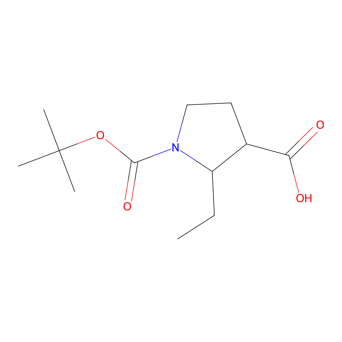 1-[(Tert-butoxy)carbonyl]-2-ethylpyrrolidine-3-carboxylic acid molecular structure, CAS 1782226-06-5