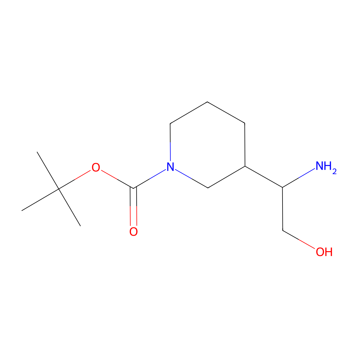 Tert-butyl 3-(1-amino-2-hydroxyethyl)piperidine-1-carboxylate molecular structure, CAS 1782227-64-8