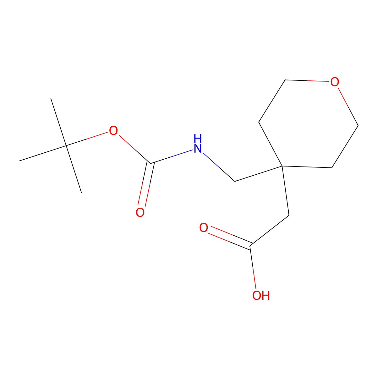 2-[4-({[(Tert-butoxy)carbonyl]amino}methyl)oxan-4-yl]acetic acid molecular structure, CAS 1782244-42-1