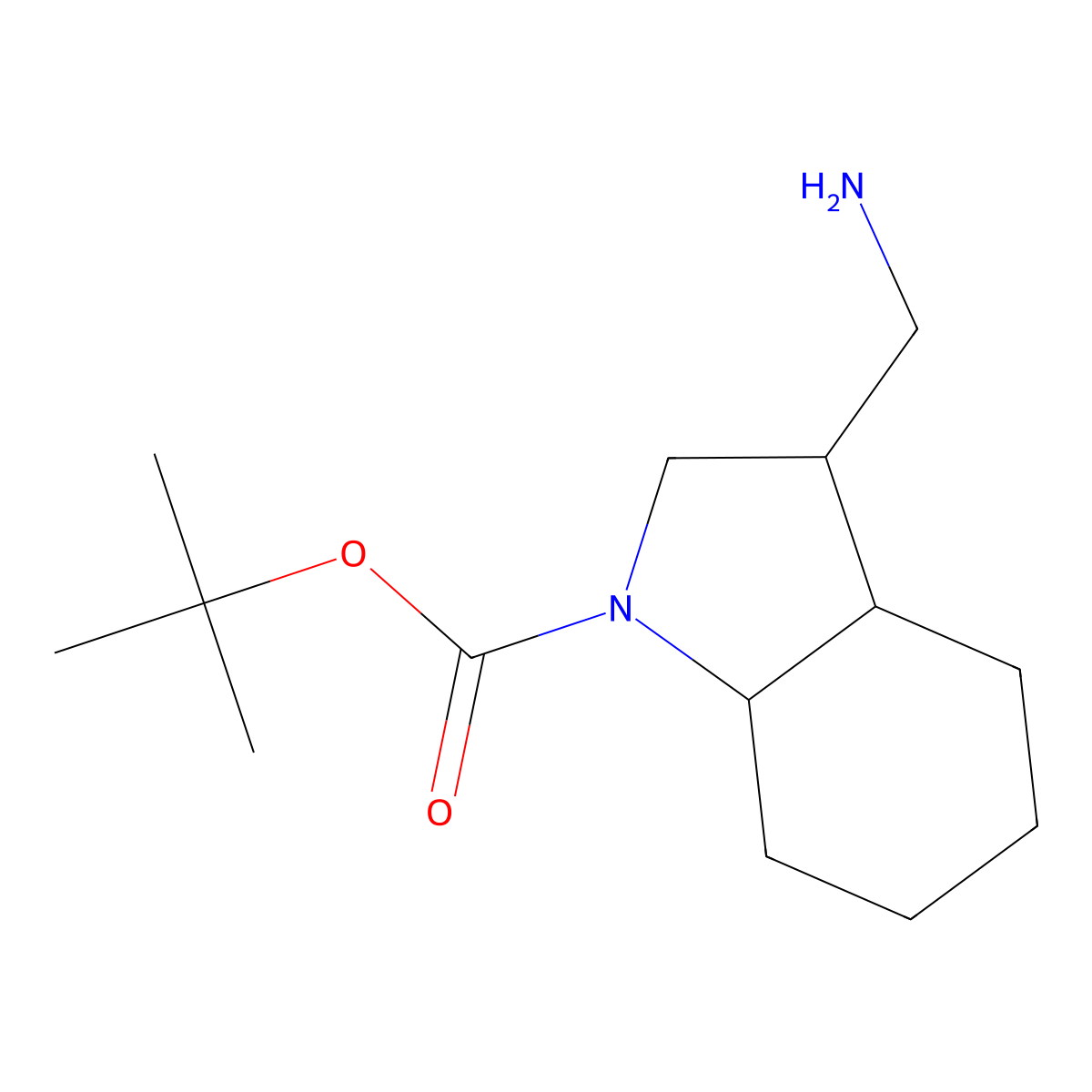 tert-butyl 3-(aminomethyl)-octahydro-1H-indole-1-carboxylate molecular structure, CAS 1782249-46-0