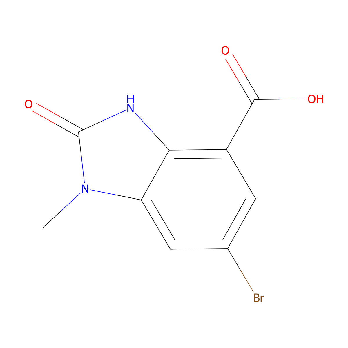 6-Bromo-1-methyl-2-oxo-3H-benzimidazole-4-carboxylic acid molecular structure, CAS 1782250-48-9