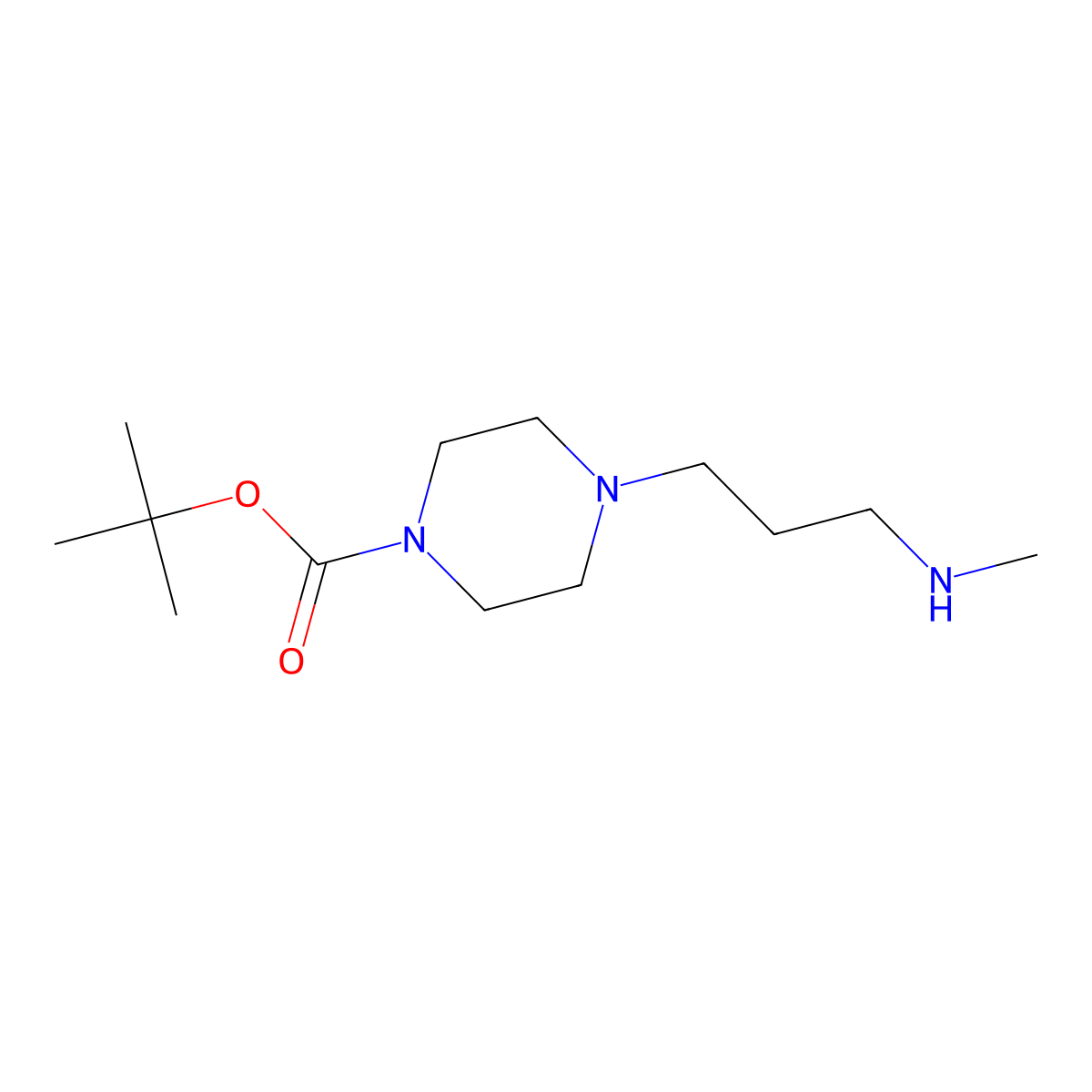 Tert-butyl 4-(3-(methylamino)propyl)piperazine-1-carboxylate molecular structure, CAS 1782254-06-1