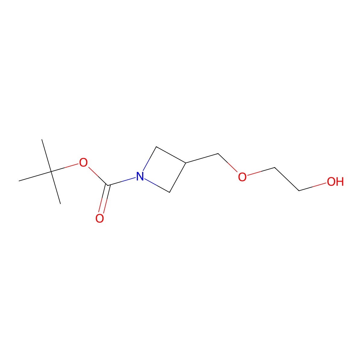 Tert-butyl 3-[(2-hydroxyethoxy)methyl]azetidine-1-carboxylate molecular structure, CAS 1782256-55-6