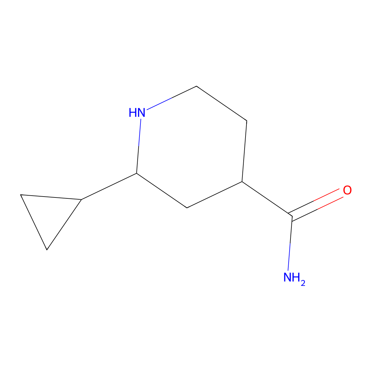 2-Cyclopropylpiperidine-4-carboxamide molecular structure, CAS 1782256-88-5
