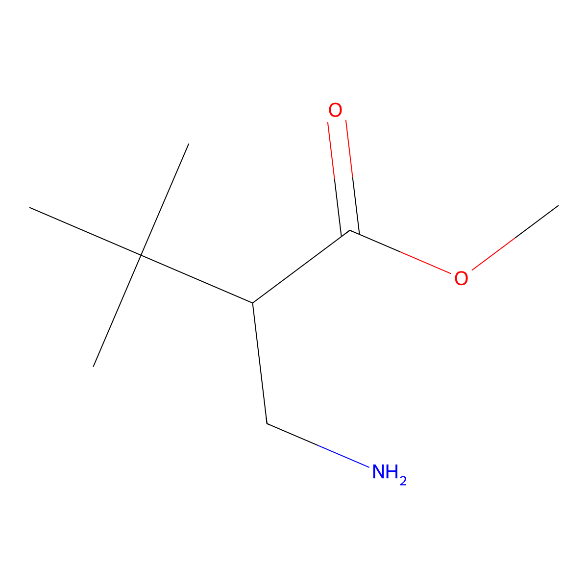 Methyl 2-(aminomethyl)-3,3-dimethylbutanoate molecular structure, CAS 1782258-88-1